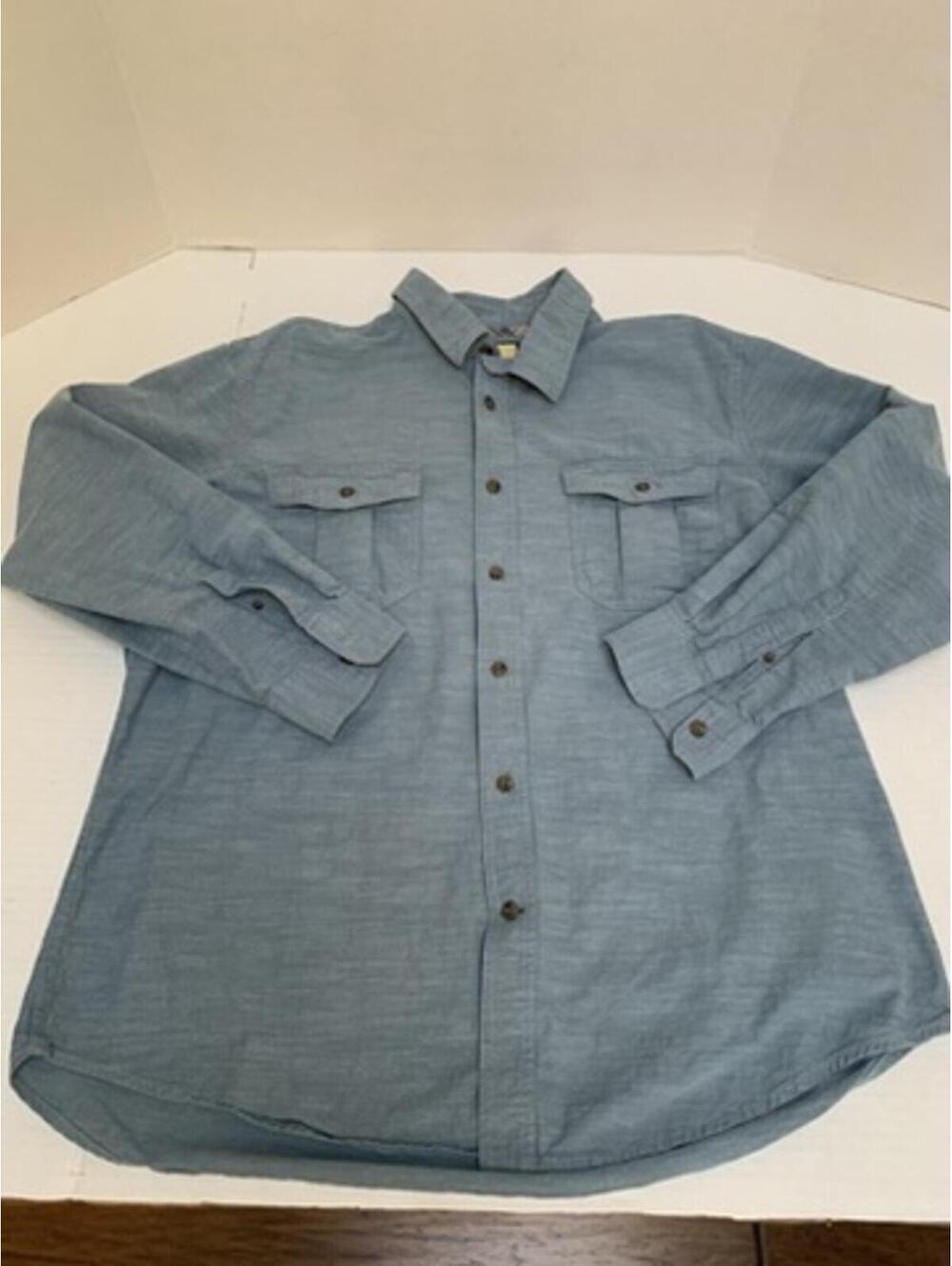 Outdoor Life Mens Size XL Long Sleeve Chambray Button Up Shirt Blue Slate